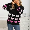 thumbnail image 4 of VEKDONE Women's Heart Print Sweaters Long Sleeve Loose Fit Crewneck Knit Pullover Tops Comfy Sweater, 4 of 9