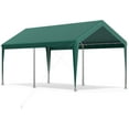 thumbnail image 4 of Winkalon Outdoor 10 x 20 ft Carport Shelter Storage Shed Steel Metal Peak Roof Anti-Snow Portable Garage Carport for Motorcycle, Boat or Garden Tools, Green, 4 of 7