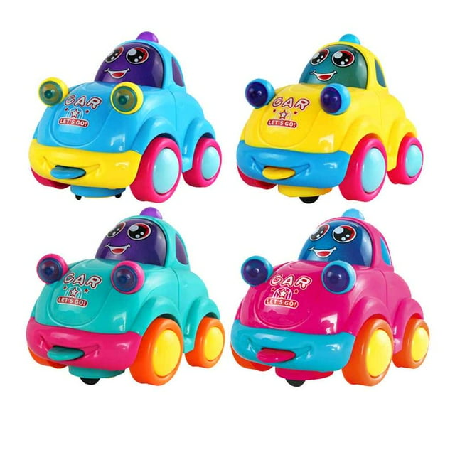 Cartoon Baby Car Colorful LED Flashing Music Inertial Electric Car Truck Infant Toddler Toys Color Random