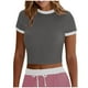 thumbnail image 3 of Camiseta sin mangas para mujer,Blusa de poliéster para mujer, color liso, cuello redondo, manga corta, corte ajustado, informal, ligera, suave y cómoda, para uso diario en casa, sopatenor, 3 of 9