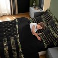thumbnail image 4 of Manfei Minimalst Patriotic Camo Twin Bedding, Vintage US Flag Bedding Comforter Set, Desert Tan, Black Reversible, 7pcs, 4 of 6