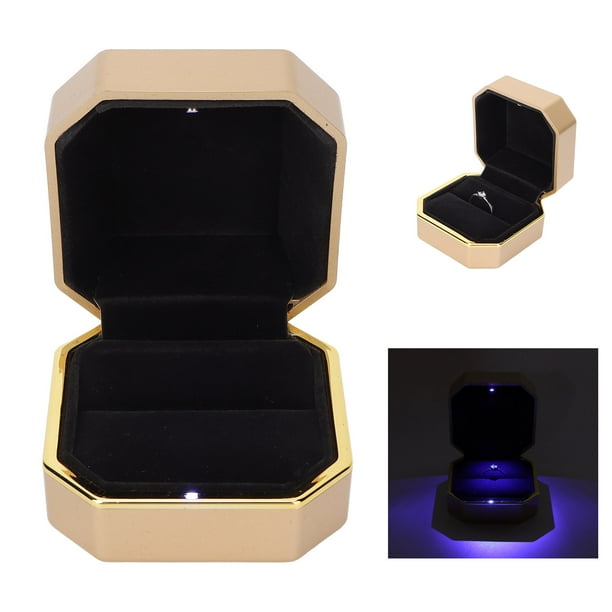 Caja de Anillo con Luz LED ANGGREK para Exhibición de Joyería para Boda de Compromiso