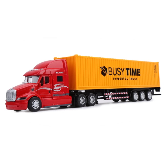Container Truck Model, Durable Container Truck Model Toy, Pull-Back Vehicle Toy, Delicate Work Multifunctional for Collection Decoration White + Blue,Red + Yellow