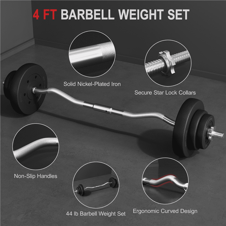 Yaheetech 44 lb Barbell Weight Set with Plates and Curl Bar