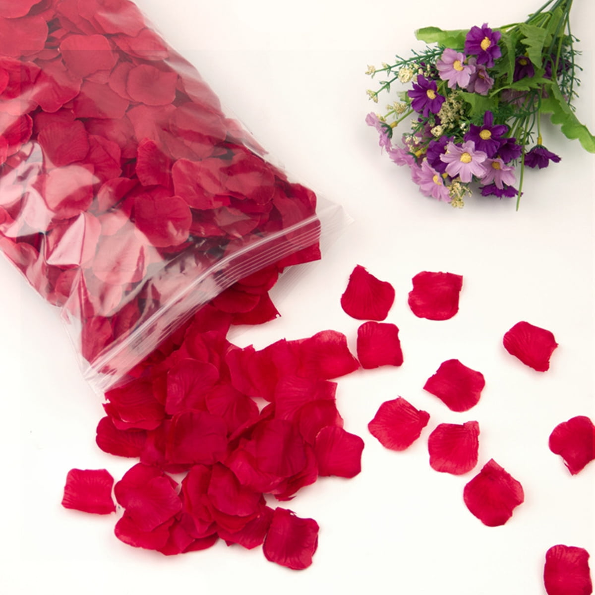 1000pcs Silk Cloth Simulation Petals Artificial Flowers Rose Petal Roseleaf for Wedding Valentine's Day (Black), Multicolor
