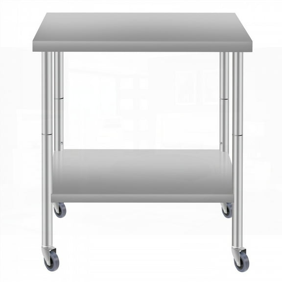 Stainless Steel 30''*24'' Commercial Work Table for Home & Restaurant - Durable with Under Shelf & Wheels