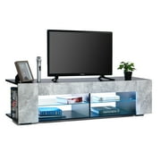 Hommpa LED TV Stand TV Cabinet for TVs up to 65 with Side Bookshelf and 4 Open Shelves Modern Television Media Console Entertainment Center