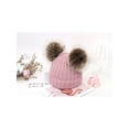thumbnail image 4 of Kids Pom Pom Hat Fleece Girls Winter Beanie Hat Kids Beanie Hat, Pink, 4 of 4