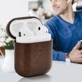 thumbnail image 6 of Professional Dustproof Soild Color Anti-drop PU Leather Earphone Case Earbuds Protective Shell Wireless Headphone Cover DARK BROWN, 6 of 8