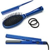 Conair 1" Blue Ceramic Straightener Styling Sets with Brush, Comb and 2 Elastics