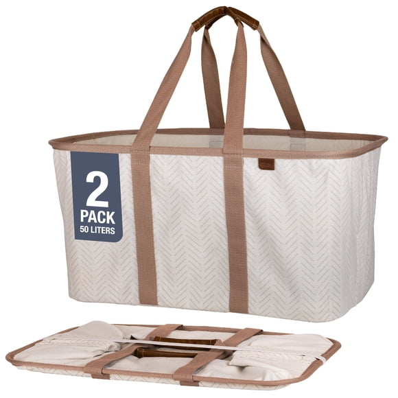 Bolsa de lavandería CleverMade LUXE Cream Herringbone, 50 L, paquete de 2 unidades, 2,5 kg