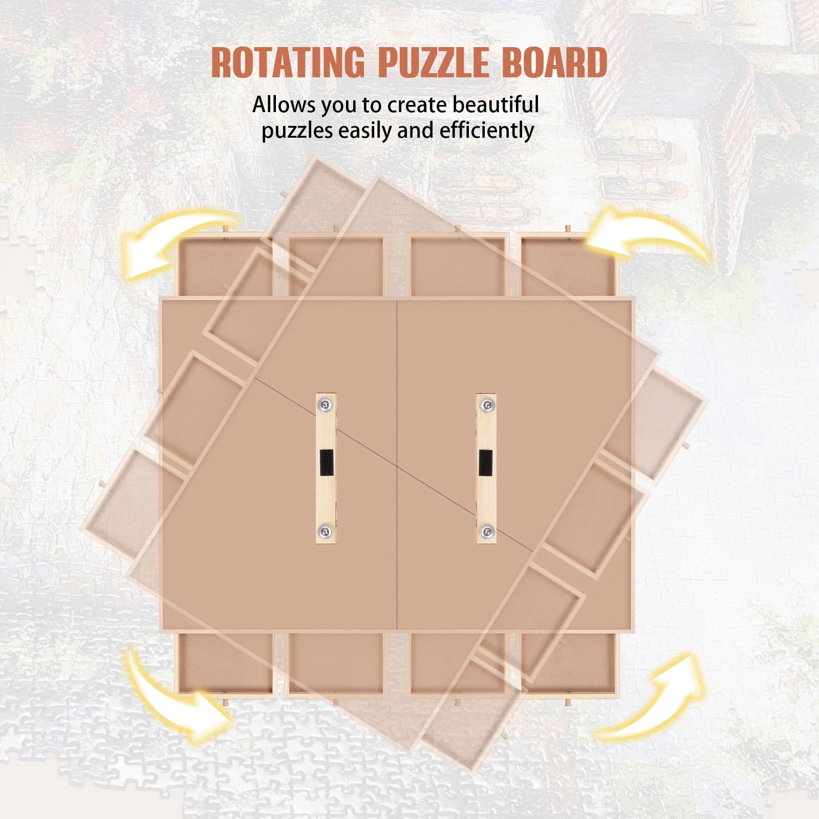 1500 Piece Puzzle Board With Cover And 8 Drawers , 34" X 26" Wooden Rotating Jigsaw Puzzle Table, Fold Spinning Puzzle Boards For Adults