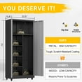 thumbnail image 2 of Topass Metal Storage Locker with Lockable Door, 71'' Clothing Coat , Garage Tool Cabinet with Wheels ，Broom Storage Cabinet, Home, School, Gym, 2 of 5