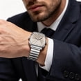 thumbnail image 6 of Faceted Quartz Watch with Stainless Steel Strap, Geometric Square Dial Pointer Wristwatch for Men Women, Versatile Casual Dress Watch for Daily Business Party Wear, 30M Water Resistant, 6 of 9