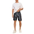 thumbnail image 2 of INSPIRE CHIC Shiny Shorts for Men's Metallic Drawstring Nightclub Disco Glitter Party Plaid Short Pants 28 Black, 2 of 5