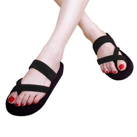 

Kironypik Women Bohemian Beach Plush Slippers Girl Pump Shoes Sandal Flat for Flip-flop black Size 38