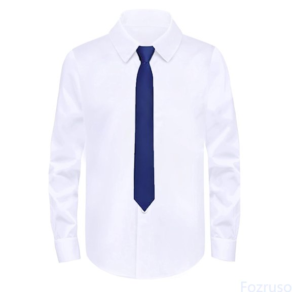 Fozruso Long Sleeve Button Down Shirts For Boys Classic White Formal School Uniform Shirts with Tie Lightweight Summer Sizes 2-3 years