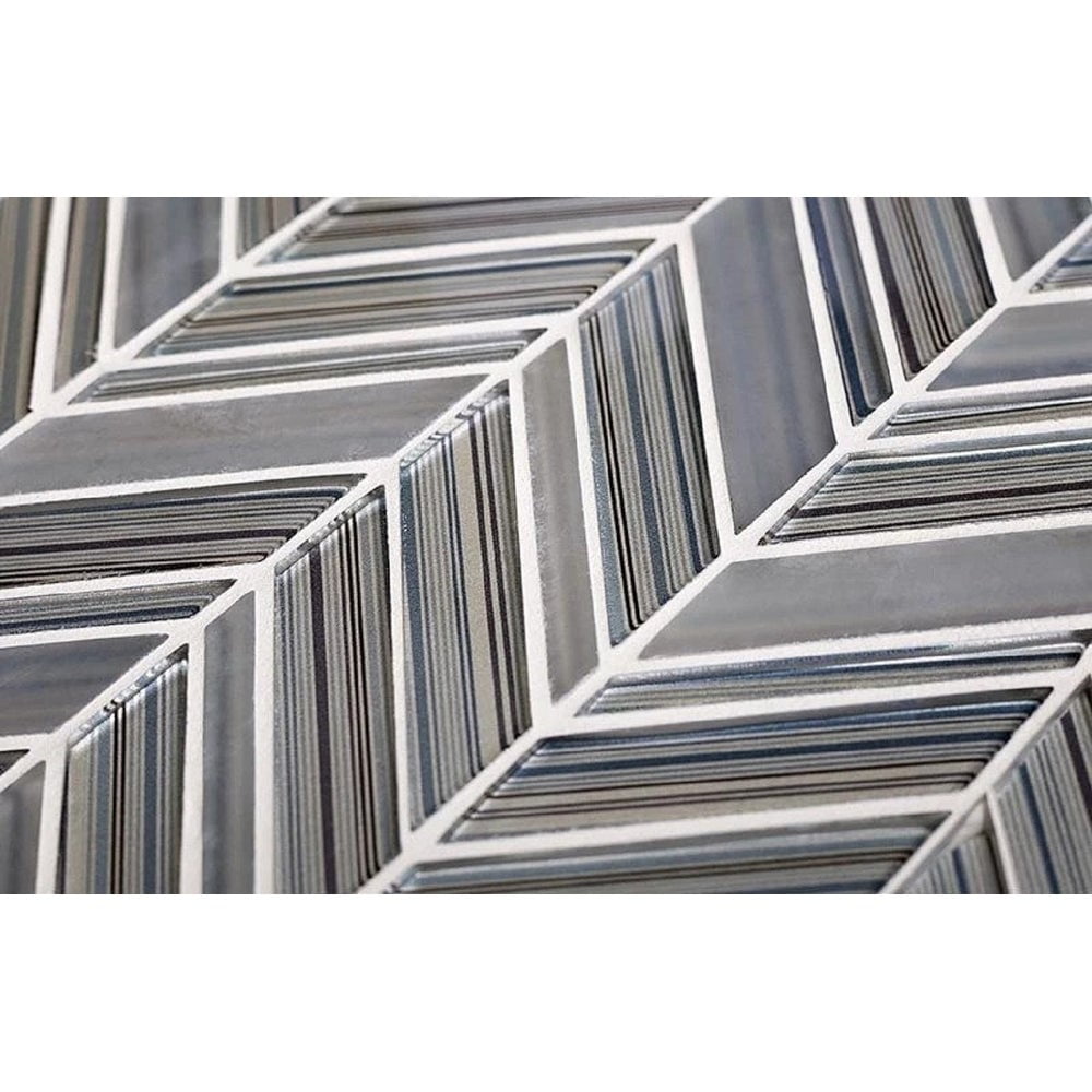 Apollo Tile 5 pack 10.4-in x 10.4-in Blue Gray Chevron Polished and Matte Finished Glass Mosaic Tile (3.76 Sq ft/case)