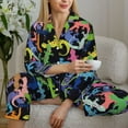thumbnail image 6 of Pajamas for Women Sets, Cute Gecko Lizard Green Colorful Lounge Sets Long Sleeve Button Down Night Shirts Sleepwear Pjs, 6 of 6
