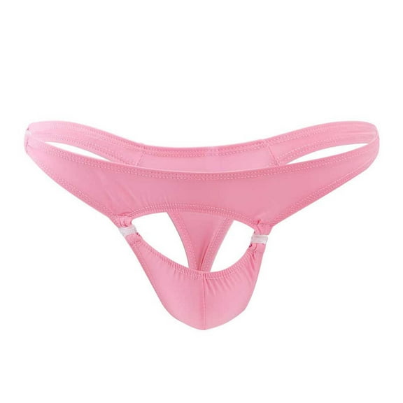 HUPOM Mens Underwear Boxer Briefs Male Thongs Low waist Drop Waist Solid Thong Pink One Size