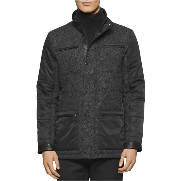 Calvin Klein Mens Four-Pocket Pea Coat, Black, Small