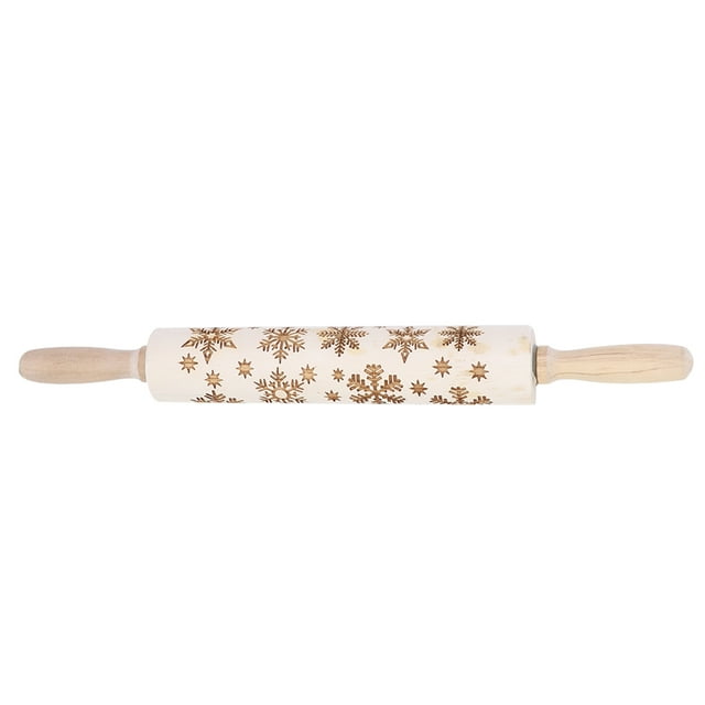 Rodillos de madera navideños, pasador de masa grabado en relieve con herramienta para hornear con patrón de copo de nieve