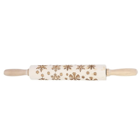 

Christmas Wooden Rolling Pins Engraved Embossing Dough Pin with Snowflake Pattern Baking Tool