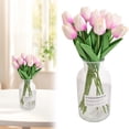 thumbnail image 2 of Realistic PU Artificial Flower Bouquet with Small Clear Vase - Spring Wedding Arrangement, Mother’s Day Gift, Home Table Decor & Bridal Shower Centerpiece, 2 of 9