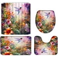 thumbnail image 2 of 4pcs Farmhouse Horse Shower Curtain Set with Rug,Rustic Farm Animal Sunflower Chicken Wooden Barn Bathroom Set with Hooks(Bath Mat,U Shape and Toilet Lid Cover Mat), 2 of 2