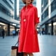 thumbnail image 5 of Vestido Zhyaj, camisa de manga larga con botones para mujer, color rojo, talla grande, 5 of 6
