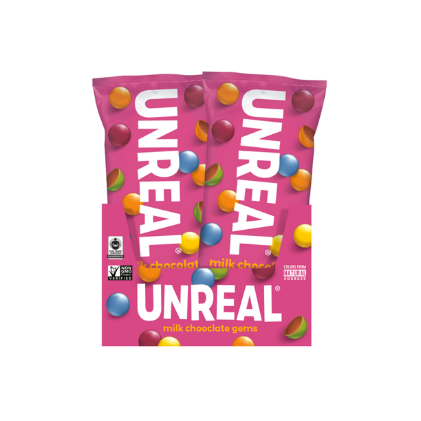 (Price/Case)Unreal Candy 110 Unreal Candy Milk Chocolate Gems 1.3 Ounce