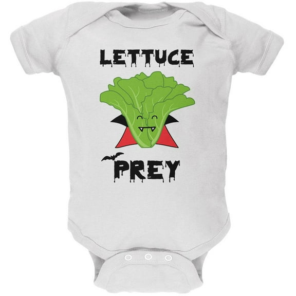 Halloween Vegetable Lettuce Let Us Prey Dracula Funny Soft Baby One Piece White 3-6 M