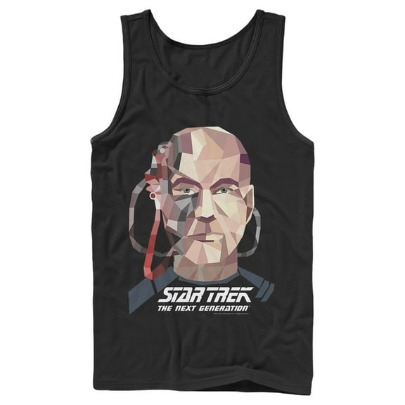 Men's Star Trek: The Next Generation Geometric Captain Jean Luc Picard Borg  Tank Top Black 2X Large