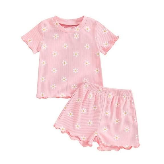 Edvintorg 6M-3Y Newborn Baby Girl Clothes Set Summer Outfit Cute Printed Casual Short Sleeve Tops Shirt And Short Sets Loungewear Kids Clothes Girls