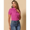 thumbnail image 2 of DARING DIVA Tie Bow Peter Pan Collar Chiffon Blouses M Hot Pink, 2 of 6