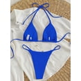 thumbnail image 2 of Women Triangle Halter Bikini Set High Cut String Thong Bathing Suit Self Tie Two Piece Swimsuit Swimwear for Womens Girls Blue L, 2 of 3