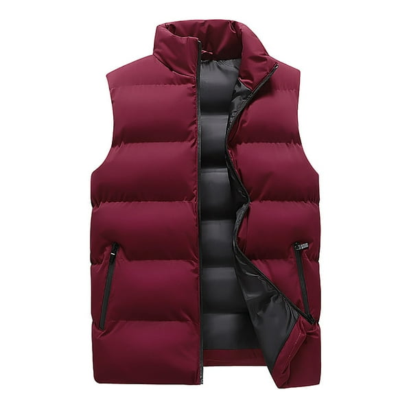 Pisexur Men's Puffer Vest Outdoor Casual Stand Collar Padded Jacket Coat Vest