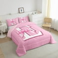 thumbnail image 5 of Feelyou Monogrammed E Bedding Sets Twin with Comforter, Initial Letter Duvet Insert, Pink Bow Reversible Down Comforter, Super Cozy Bedroom Decor, 2-Piece, 5 of 8