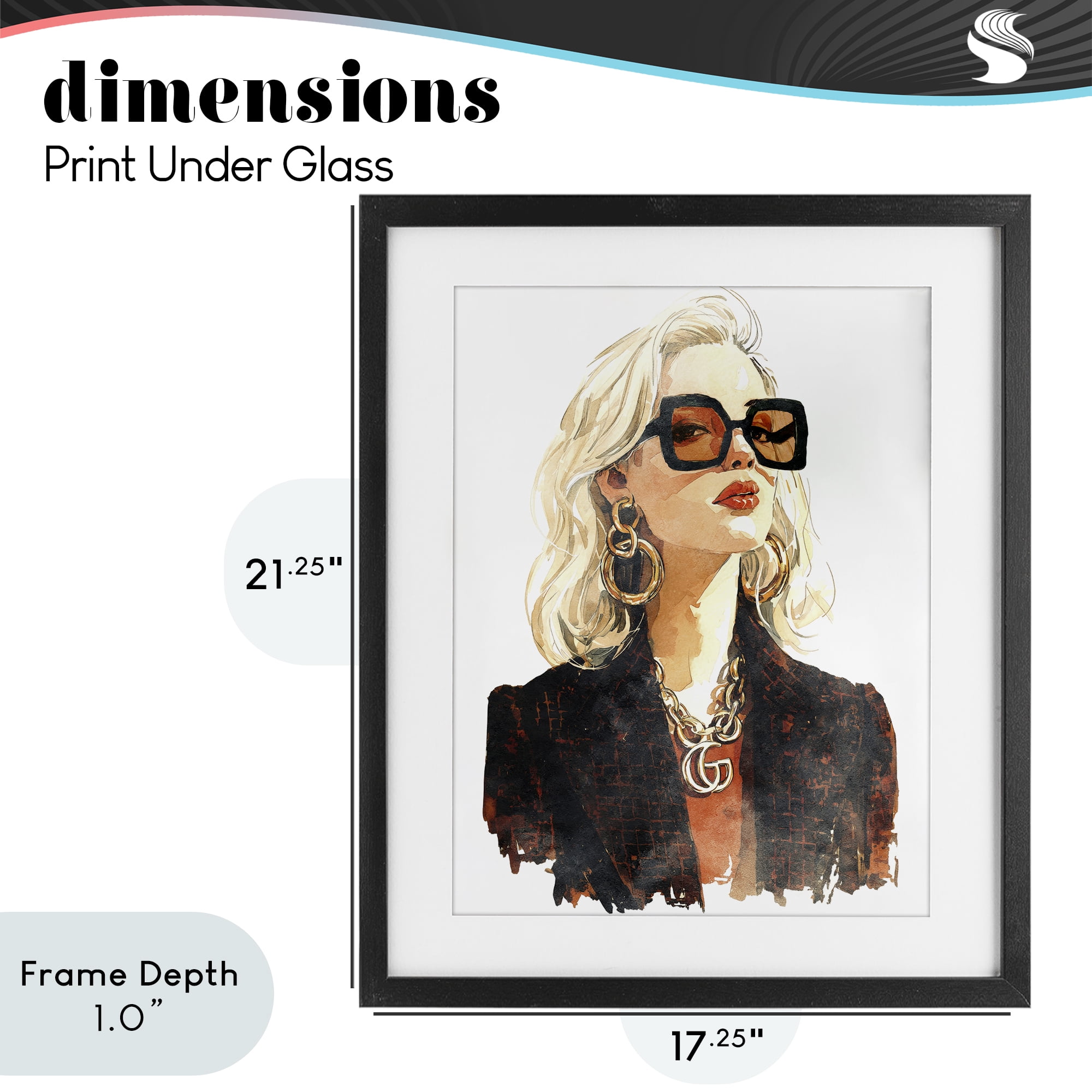 Stupell Industries Luxurious Gilded Gaze Black Framed Print Under Glass, design by Svetlana Aleynikova