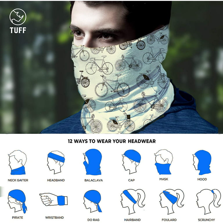 TUFF Sports Face Mask Headwear - Works as Fishing Sun Mask, Neck Gaiter,  Bandana (CLASSIC CYCLE)