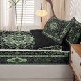 thumbnail image 5 of Homewish Retro Bohemian Zipper Queen Comforter Set with Fitted Sheet and 2 Pillowcases,Vintage Rose Flowers Zipper Bedding Set,Gray Green,Black Reversible,4pcs, 5 of 8