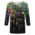 thumbnail image 4 of Liquidation! Uooqdmx Hauts Grande Taille pour Femmes Manches 3/4 Hauts pour Femmes Imprimé Carnaval Paillettes Manches 3/4 Col Rond Hauts d'Automne pour Femmes Noir TG, 4 of 5