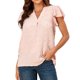 thumbnail image 1 of Blusa De Manga Corta Camiseta informal para mujer con cuello en V y volantes ligera para mujer de ajuste relajado (rosa M) Cgtredaw Para estrenar, 1 of 1