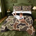 thumbnail image 3 of meiyoeat Classic Camo Mallard Queen Comforter Set For Adults,Vintage Camouflage Print Comforter Sets Queen For Boys, Earth Tone,Black Reversible,3 Pieces, 3 of 7