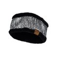thumbnail image 2 of C.C Women's Soft Stretch Metallic Painted Knit Fleece Lined Ear Warmer Headband-Black/Silver, 2 of 4