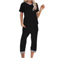 thumbnail image 1 of PENGXIANG Ensemble d'Été 2 Pcs pour Femmes Chemise à Manches Courtes et Pantalons Capri Ensemble de Pyjama avec Poches, 1 of 7