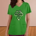 thumbnail image 2 of BiZtdJrK Womens Loose Fit V Neck Scrubs Tops with Pockets St Patricks Day Shamrock Heart Graphic Tees Shirts Holiday Short Sleeve T-Shirt Green XL Sales Today Clearance, 2 of 5