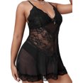thumbnail image 3 of WIFORNT Nuisette d'Été Sans Manches Dos Nu Col en V Dentelle Florale avec String pour Femmes, 3 of 9