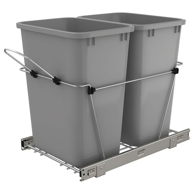 Rev-A-Shelf RV-18KD-17C S Double 35 Quart Pull Out Waste Containers, Silver