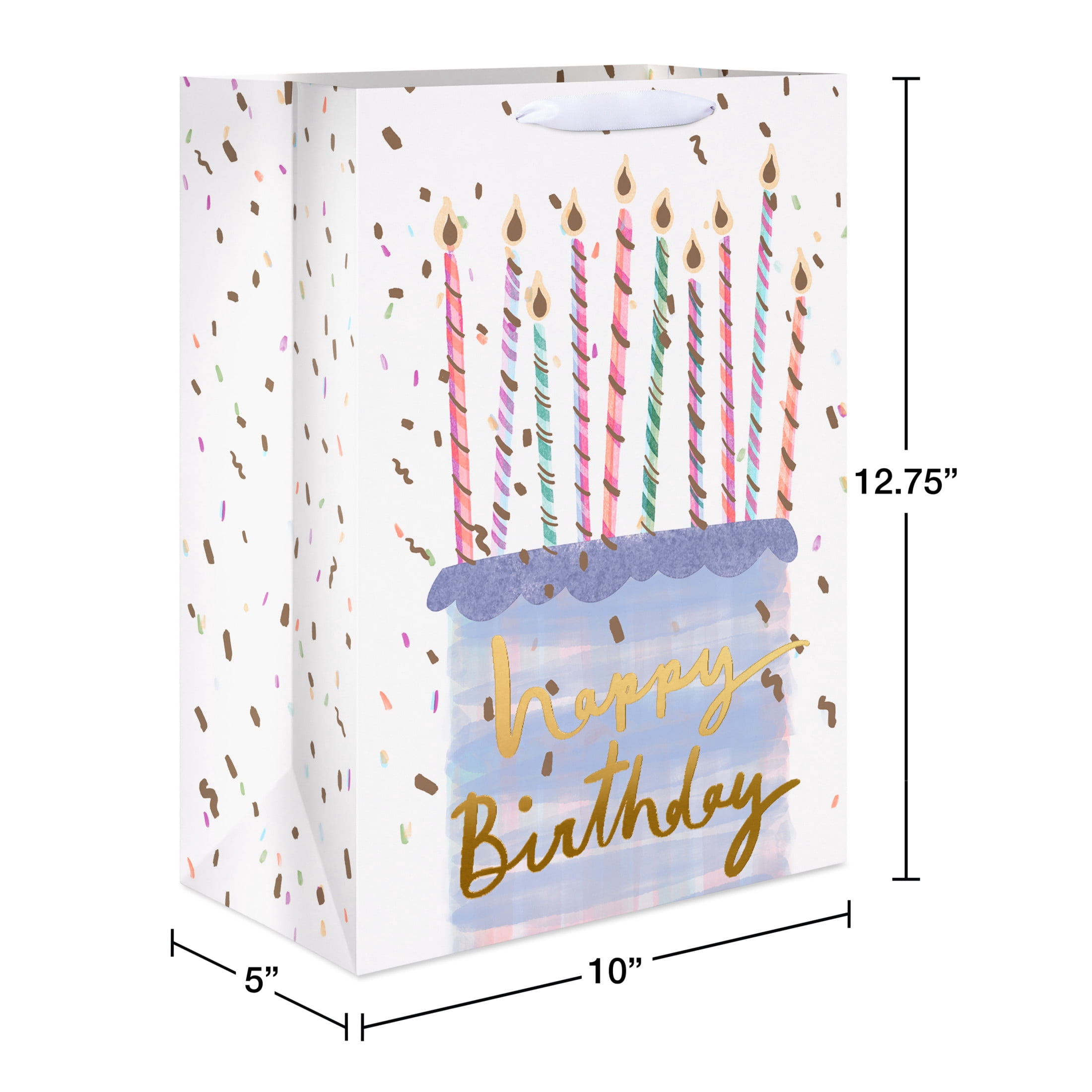 American Greetings 20" Jumbo White Birthday Gift Bag for Her, Cake and Candles (1-Count)